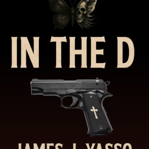 In the D book cover by James J. Yasso featuring a moth and cross